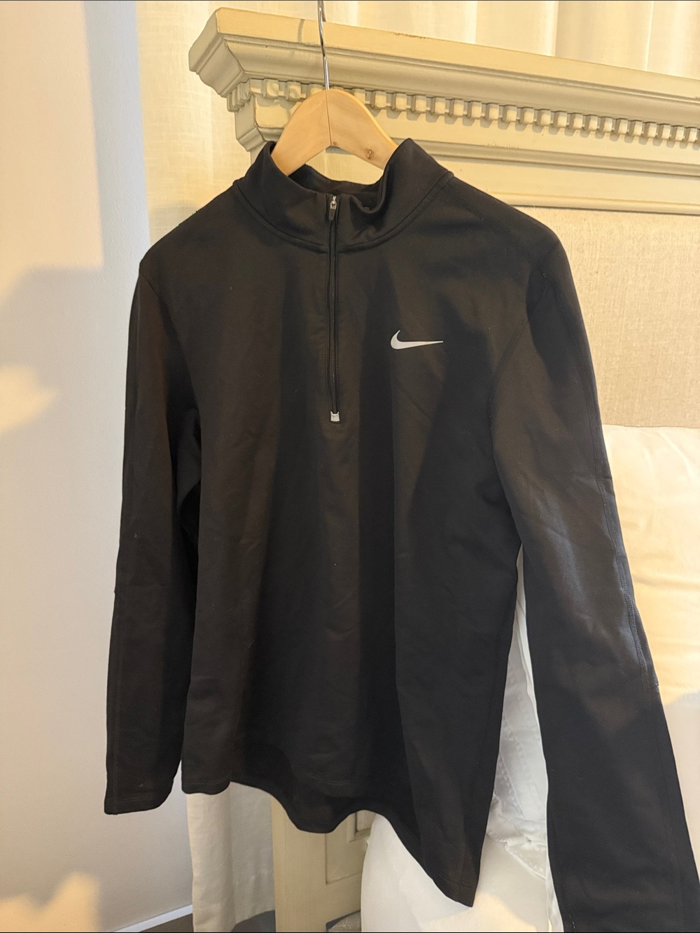 Nike Black Long-Sleeve Quarter-Zip Pullover with White Swoosh